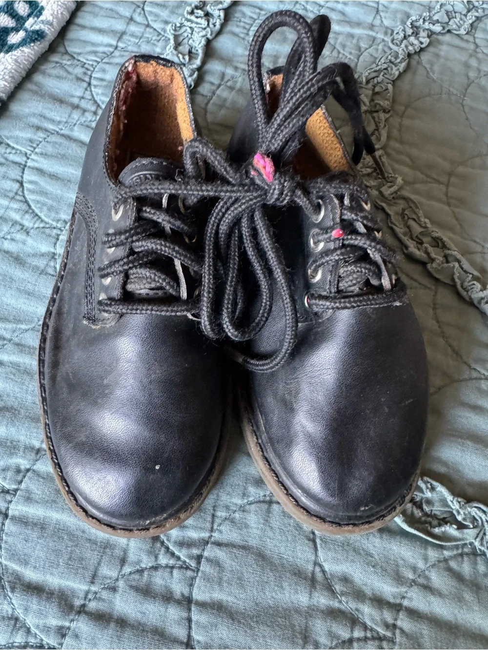 Classic Black Leather boys Lace-Up Shoes
